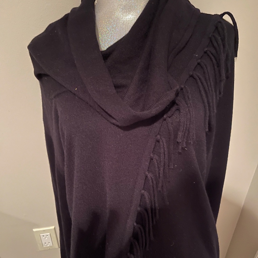 AVENUE | cowl neck fringe sweater